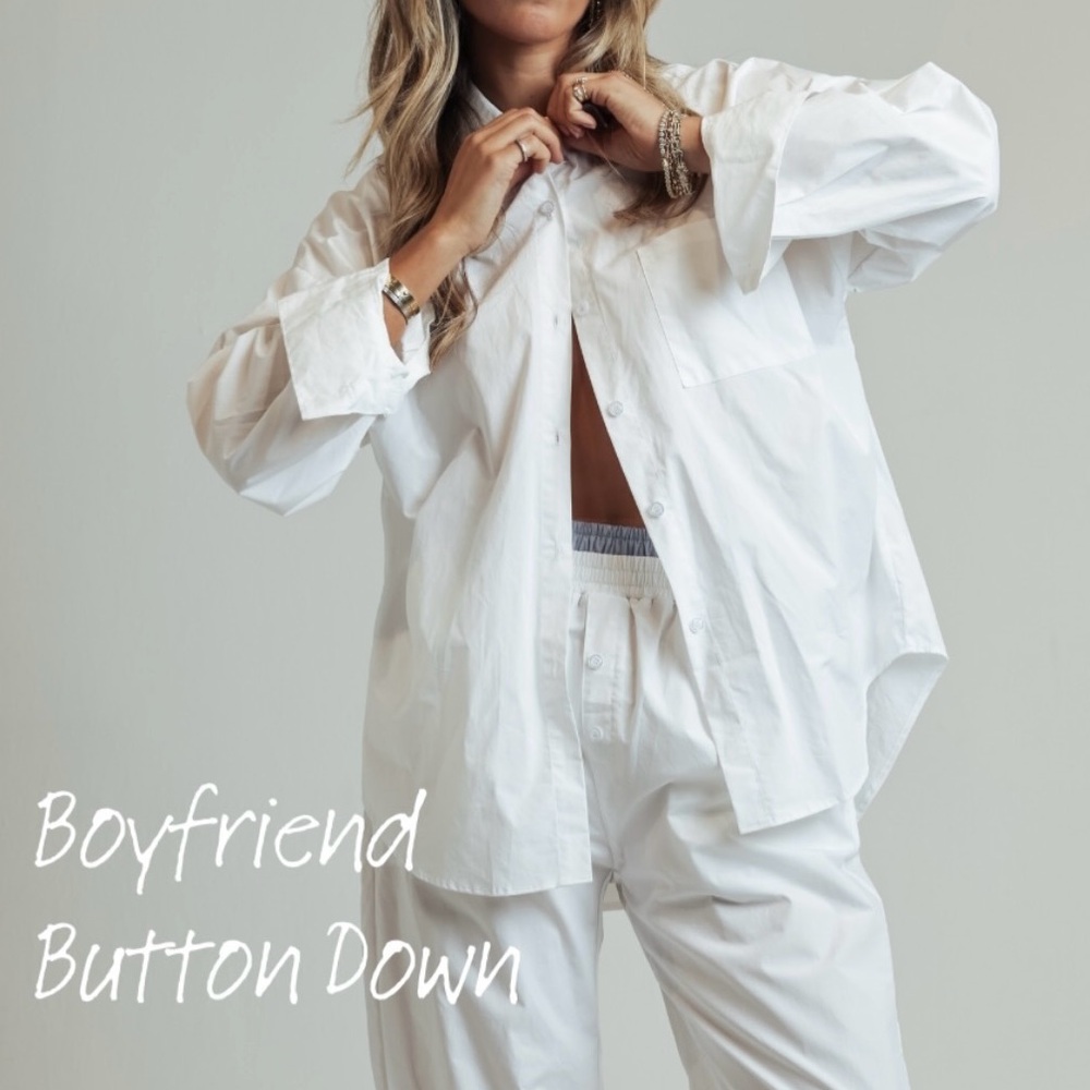 PARKE white poplin boyfriend button-down. NWT